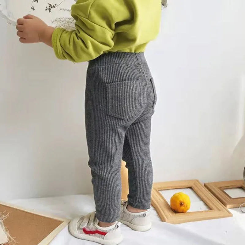 Pantaloni a Costine in Cotone per Bambini, Vita Elastica, Unisex, Primavera/Autunno