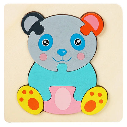 Puzzle in Legno 3D a Incastro – Animali e Veicoli, Gioco Educativo Ispirato al Metodo Montessori per Bambini 3+ Anni