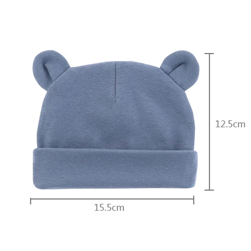 Cappellino Neonato in Cotone con Orecchiette – Berretto Morbido Elasticizzato 0-12 Mesi