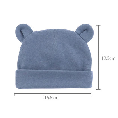 Cappellino Neonato in Cotone con Orecchiette – Berretto Morbido Elasticizzato 0-12 Mesi