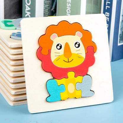 Puzzle in Legno 3D a Incastro – Animali e Veicoli, Gioco Educativo Ispirato al Metodo Montessori per Bambini 3+ Anni