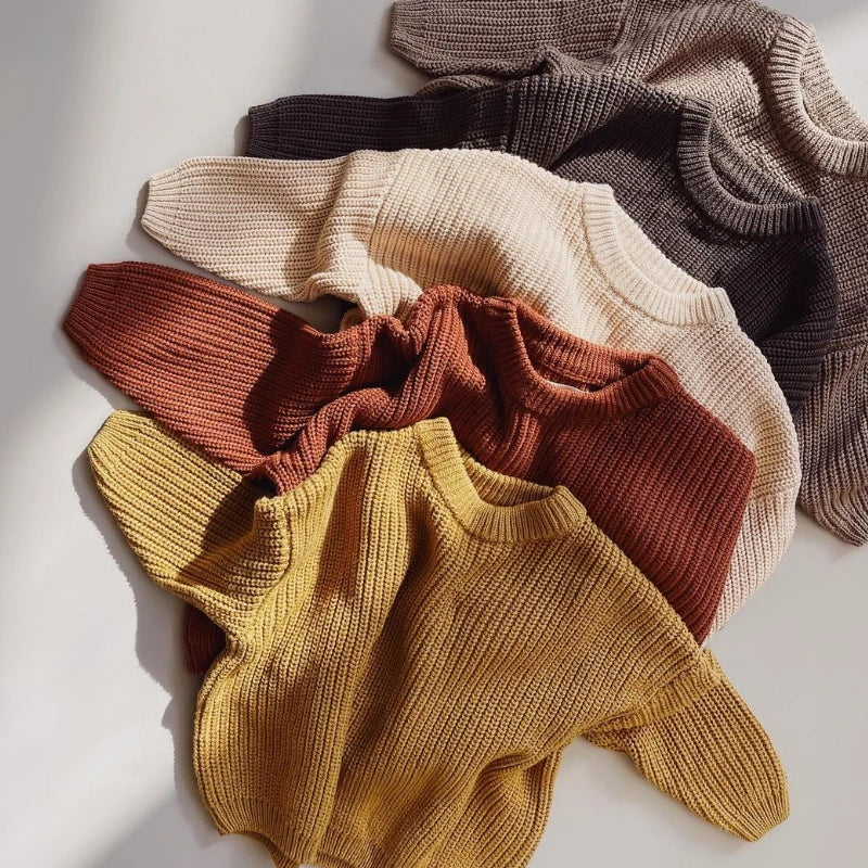 Maglione in Maglia per Bambini e Neonati in Cotone – Pullover a Maniche Lunghe Unisex per Autunno e Inverno