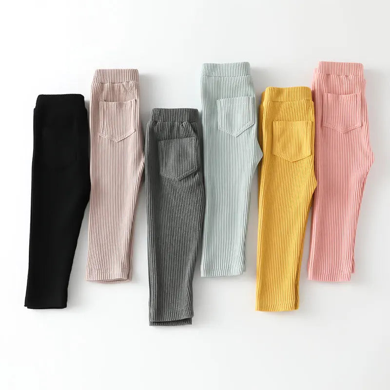 Pantaloni a Costine in Cotone per Bambini, Vita Elastica, Unisex, Primavera/Autunno