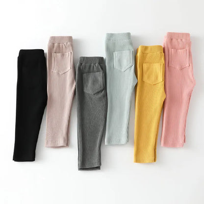 Pantaloni a Costine in Cotone per Bambini, Vita Elastica, Unisex, Primavera/Autunno