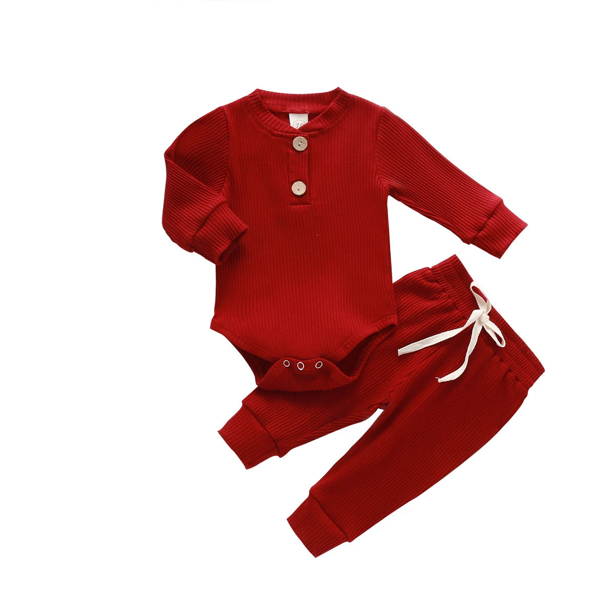 Set Neonato 2 Pezzi in Cotone a Costine con Maglia a Maniche Lunghe e Pantaloni Elastici Primavera/Autunno