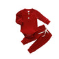 Set Neonato 2 Pezzi in Cotone a Costine con Maglia a Maniche Lunghe e Pantaloni Elastici Primavera/Autunno