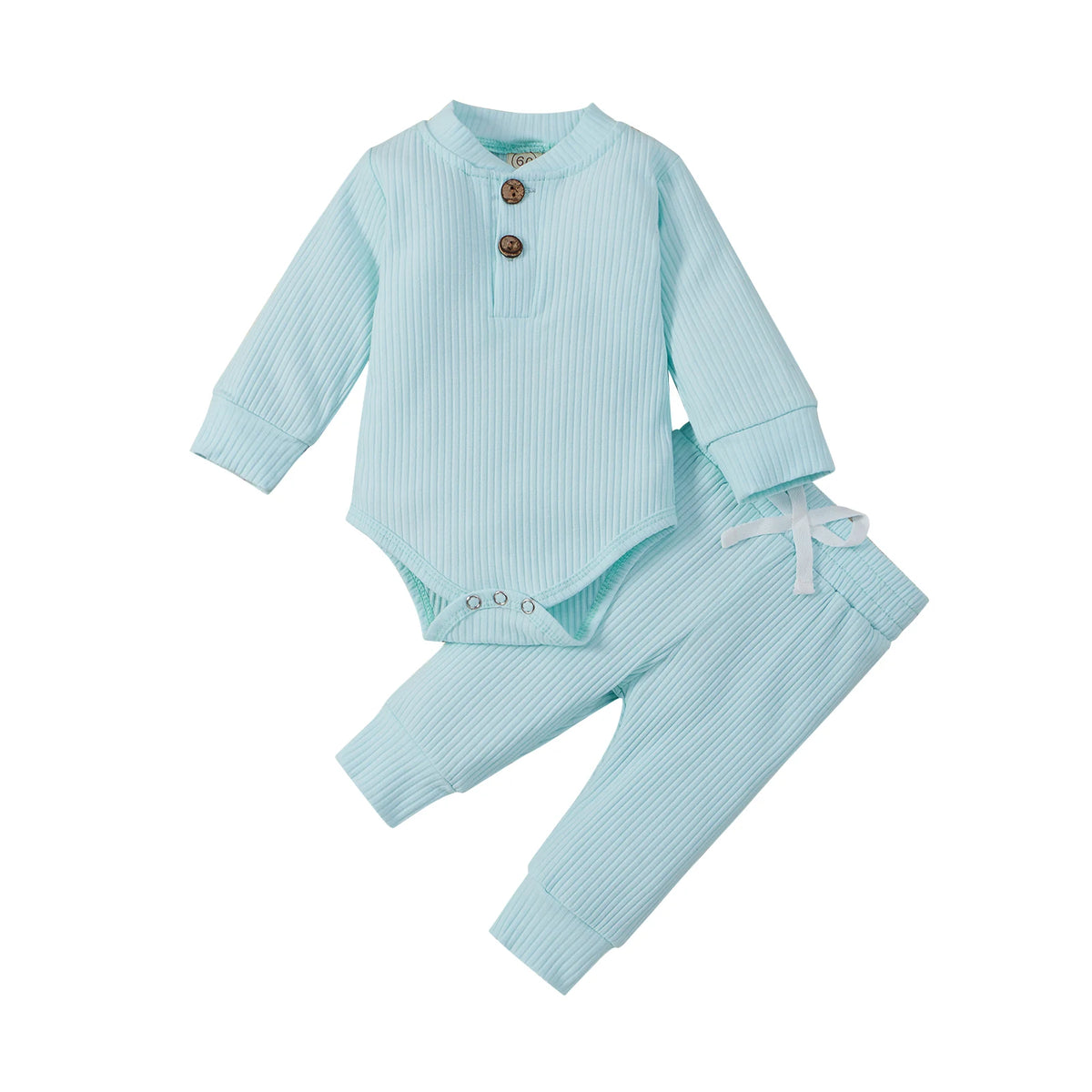 Set Neonato 2 Pezzi in Cotone a Costine con Maglia a Maniche Lunghe e Pantaloni Elastici Primavera/Autunno