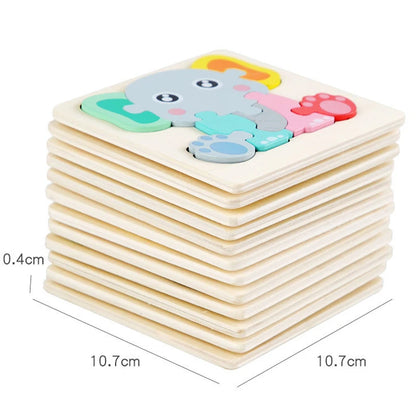 Puzzle in Legno 3D a Incastro – Animali e Veicoli, Gioco Educativo Ispirato al Metodo Montessori per Bambini 3+ Anni