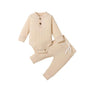 Set Neonato 2 Pezzi in Cotone a Costine con Maglia a Maniche Lunghe e Pantaloni Elastici Primavera/Autunno
