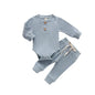 Set Neonato 2 Pezzi in Cotone a Costine con Maglia a Maniche Lunghe e Pantaloni Elastici Primavera/Autunno