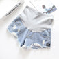 Shorts Premaman in Jeans con Fascia Elasticizzata – Pantaloncini Estivi in Cotone Taglie M-2XL