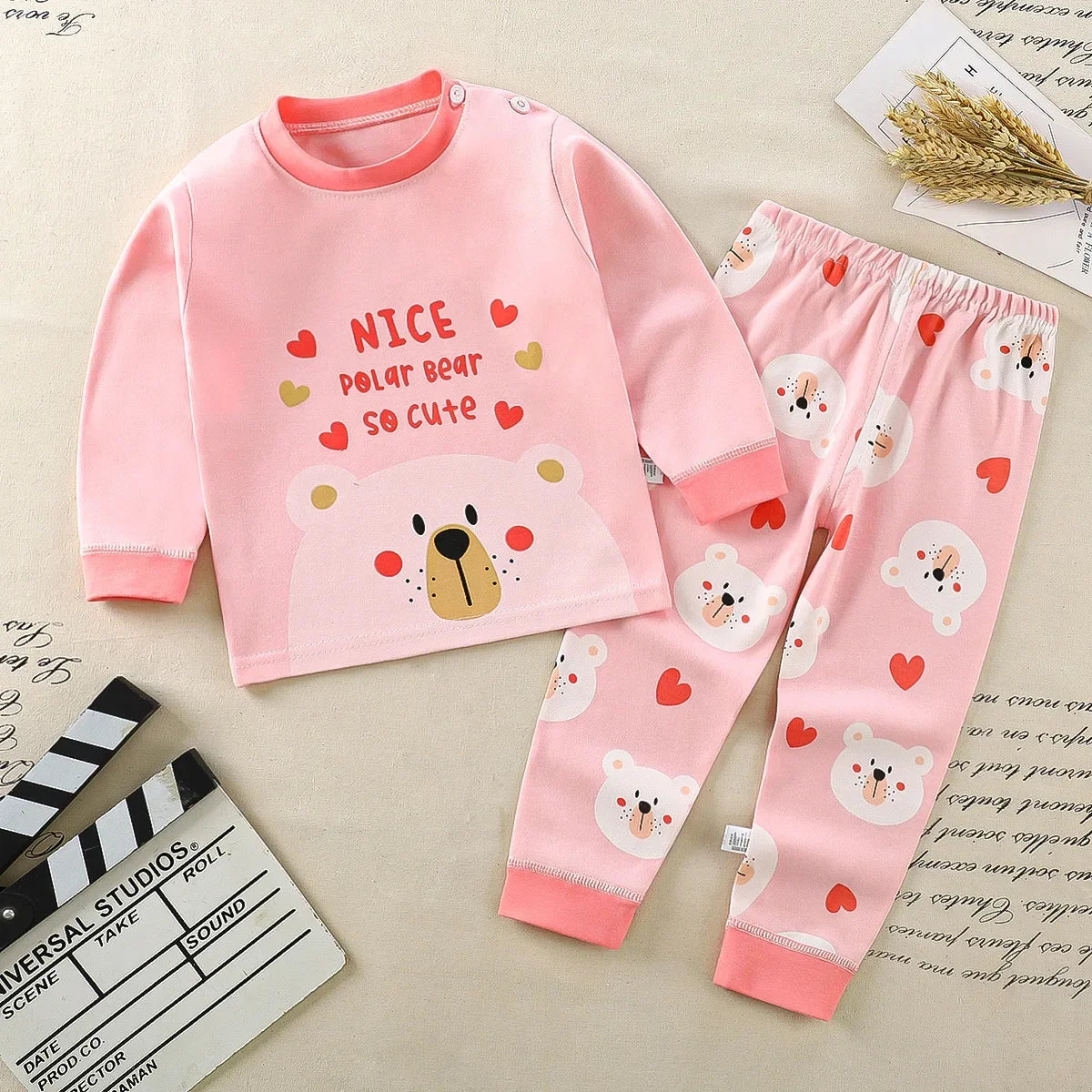 Pigiama Bambino 2 Pezzi 100% Cotone – Maglia a Manica Lunga e Pantaloni