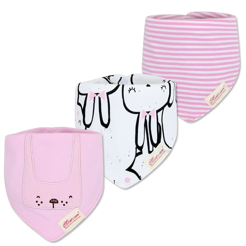 Set 3 Bavaglini Bandana Neonato in Cotone Morbido con Fantasie – Bavette Assorbenti Unisex per Maschietto e Femminuccia 0-12 Mesi