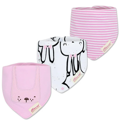 Set 3 Bavaglini Bandana Neonato in Cotone Morbido con Fantasie – Bavette Assorbenti Unisex per Maschietto e Femminuccia 0-12 Mesi