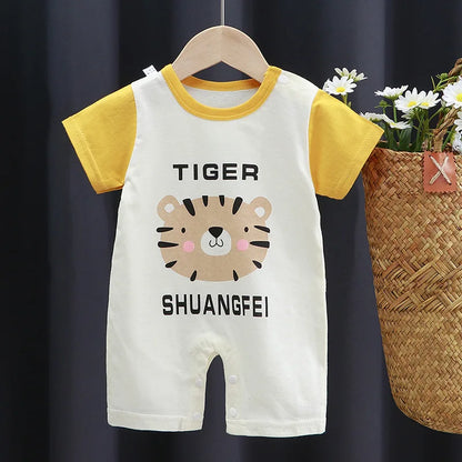 Pagliaccetto in Cotone per Neonato – Tutina a Maniche Corte con Stampe, Body Intero Unisex per Neonati
