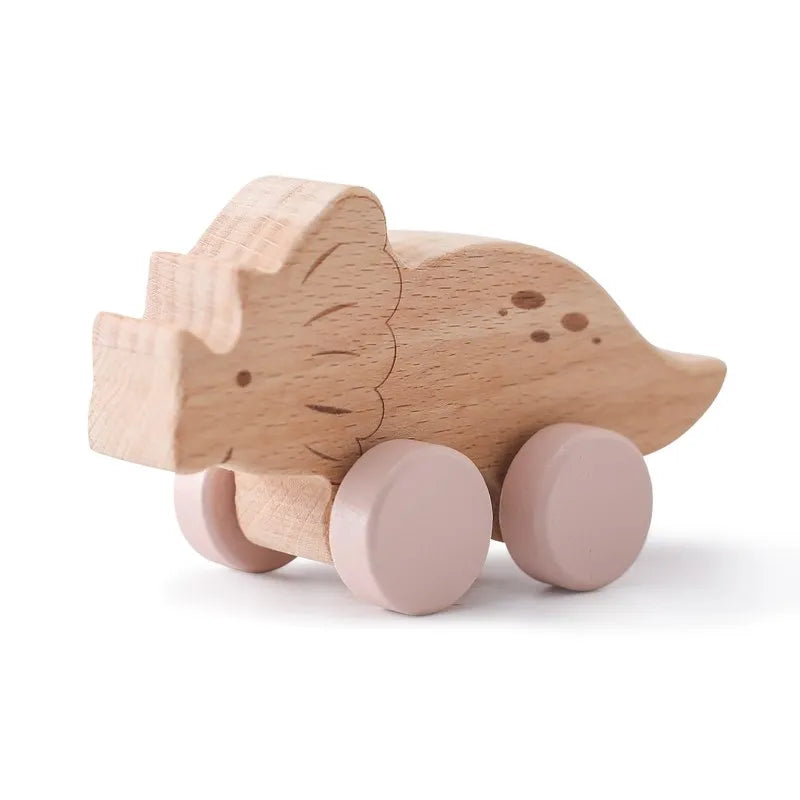 Dinosauri Giocattolo in Legno con Ruote – Gioco Educativo e Creativo per Bambini