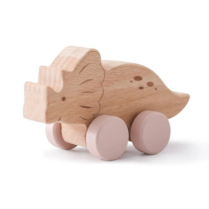 Dinosauri Giocattolo in Legno con Ruote – Gioco Educativo e Creativo per Bambini