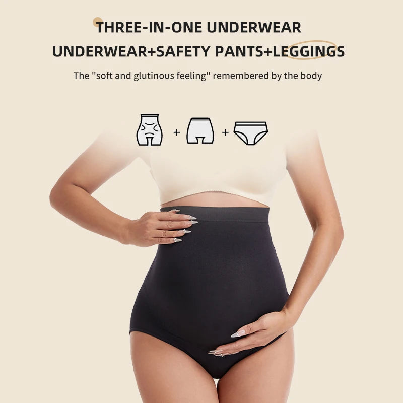 Boxer Premaman a Vita Alta Senza Cuciture – Slip Intimo Gravidanza Elasticizzato con Fascia Addominale