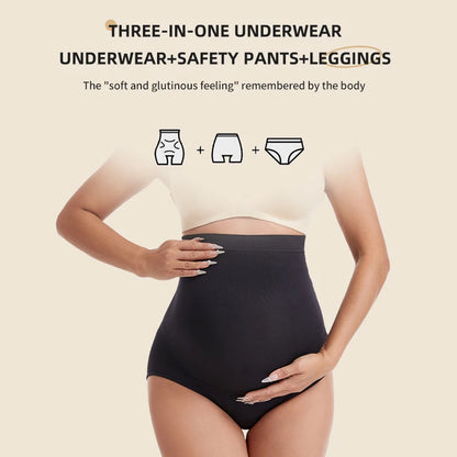 Boxer Premaman a Vita Alta Senza Cuciture – Slip Intimo Gravidanza Elasticizzato con Fascia Addominale
