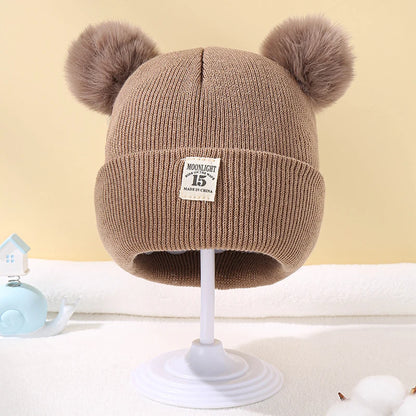 Cappello Invernale Lavorato a Maglia con Doppi Pompon per Neonati e Bambini | Caldo, Morbido e Unisex (6-24 Mesi)