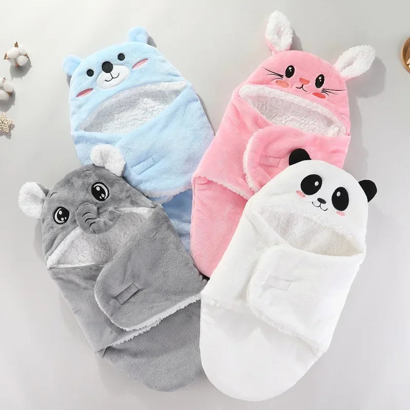 Copertina Avvolgente Neonato con Cappuccio e Chiusura a Strappo – Coperta Imbottita 3-6 Mesi