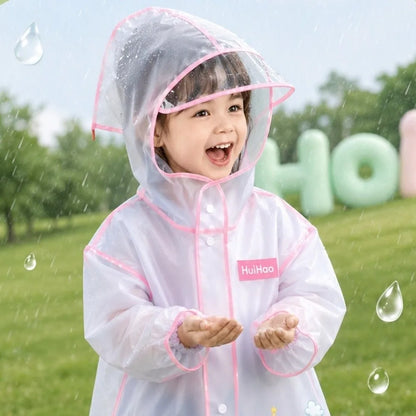 Impermeabile Bambini in EVA Trasparente – Giacca Antipioggia con Cappuccio e Tasche