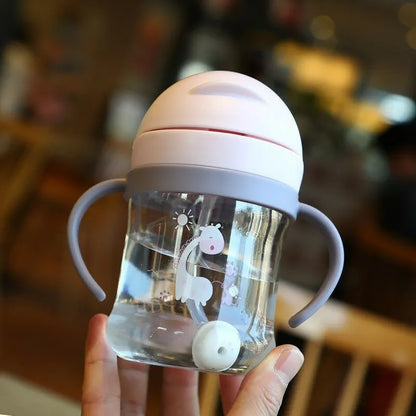 Bicchiere con Cannuccia e Sfera a Gravità 250 ml – Doppio Manico per Bambini