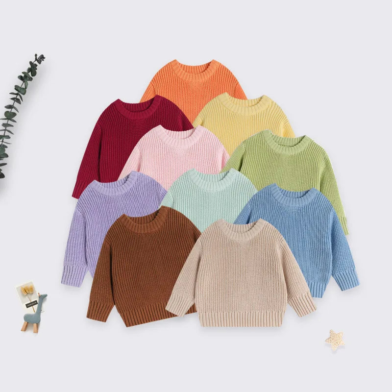 Maglione Bambini in Cotone a Maglia – Pullover Girocollo Invernale Unisex