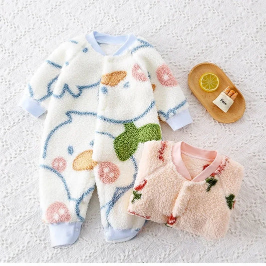 Tutina Invernale Neonato in Pile Morbido – Pagliaccetto Unisex a Manica Lunga 0-24 Mesi