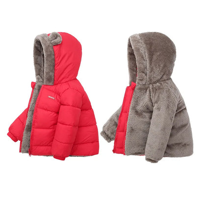 Giubbotto Invernale Bambino e Bambina – Piumino Imbottito con Interno in Pile e Cappuccio con Orecchie