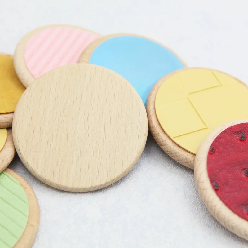 Dischi Sensoriali Tattili in Legno – Gioco Montessori di Abbinamento 7 Pezzi