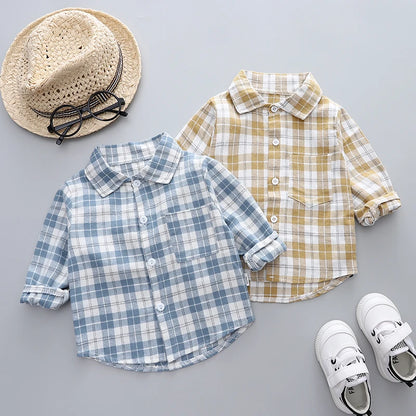 Camicia Bambino a Maniche Lunghe – Modelli a Quadri, Righe e Tinta Unita