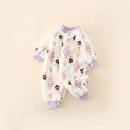 Tutina Invernale Neonato in Pile Morbido – Pagliaccetto Unisex a Manica Lunga 0-24 Mesi