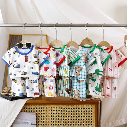 Pigiama Bambino Leggero 2 Pezzi con T-Shirt e Pantaloncini Fantasia