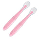 Set 2 Cucchiaini Svezzamento Neonato in Silicone Morbido – Posate Prima Pappa con Manico Antiscivolo