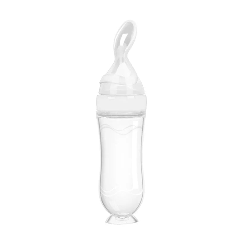 Cucchiaio Dosatore per Pappa 90 ml – Biberon Spremibile in Silicone per Svezzamento con Supporto