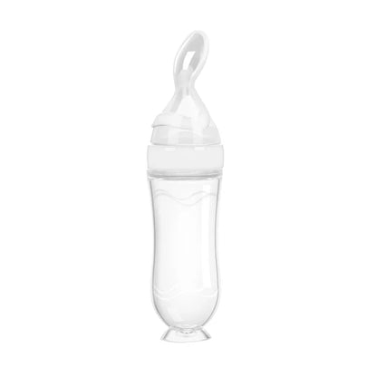 Cucchiaio Dosatore per Pappa 90 ml – Biberon Spremibile in Silicone per Svezzamento con Supporto