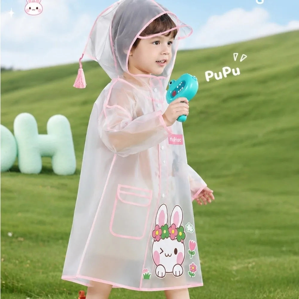 Impermeabile Bambini in EVA Trasparente – Giacca Antipioggia con Cappuccio e Tasche