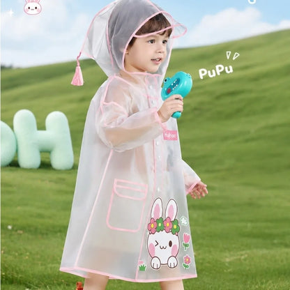 Impermeabile Bambini in EVA Trasparente – Giacca Antipioggia con Cappuccio e Tasche