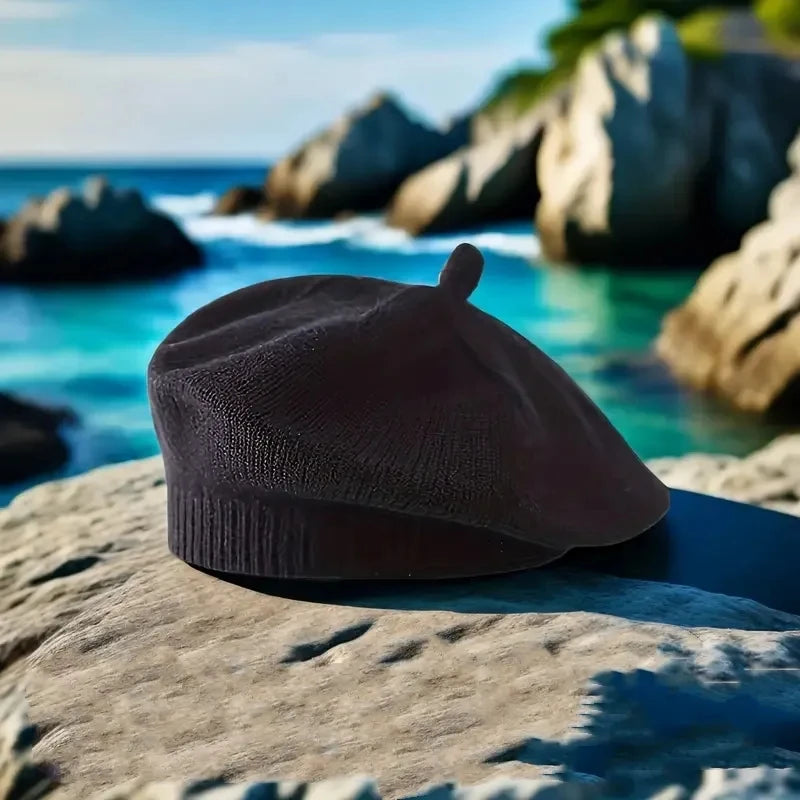 Berretto Basco Bimba in Maglia con Fiore – Autunno Inverno