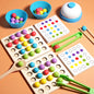 Gioco di Motricità Fine e Abbinamento Colori 3–6 Anni – Tavole in Legno con Palline, Pinze e Carte Modello