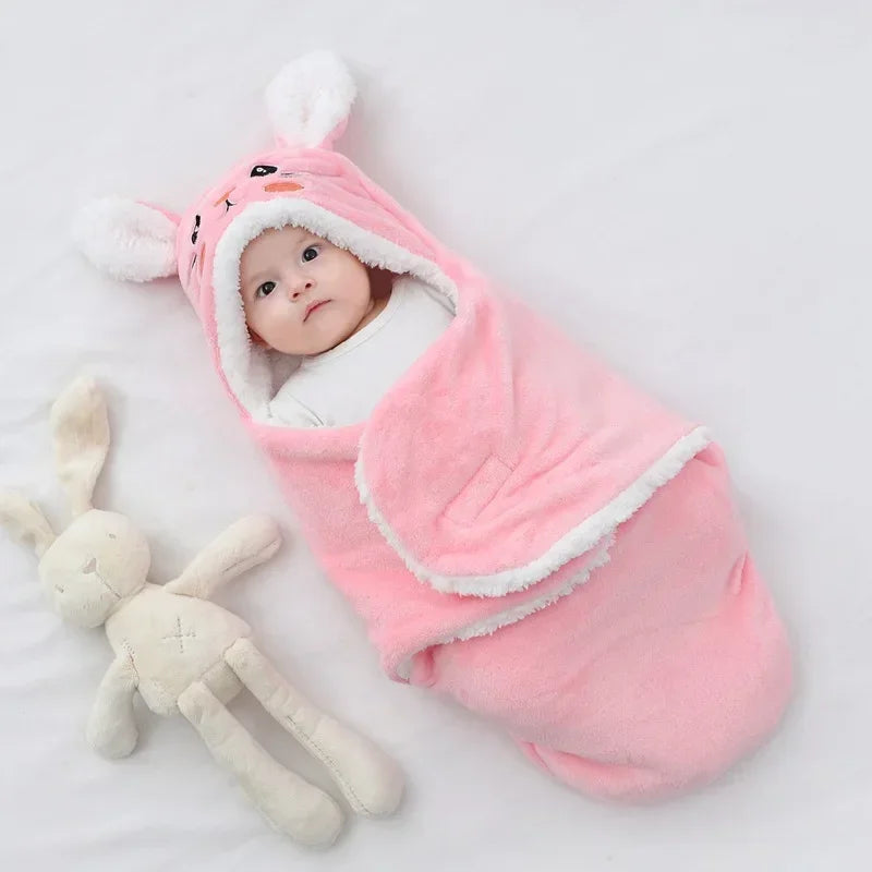 Copertina Avvolgente Neonato con Cappuccio e Chiusura a Strappo – Coperta Imbottita 3-6 Mesi
