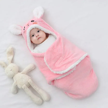 Copertina Avvolgente Neonato con Cappuccio e Chiusura a Strappo – Coperta Imbottita 3-6 Mesi
