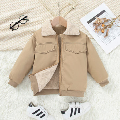 Giubbotto Invernale Bambino Foderato in Pile Sherpa – Giacca con Zip e Interno Effetto Agnellino