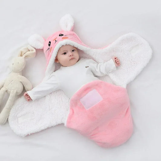 Copertina Avvolgente Neonato con Cappuccio e Chiusura a Strappo – Coperta Imbottita 3-6 Mesi