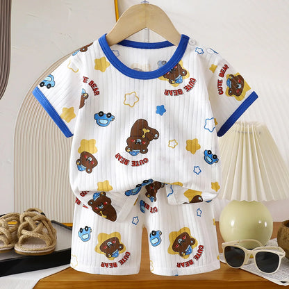 Pigiama Bambino Leggero 2 Pezzi con T-Shirt e Pantaloncini Fantasia