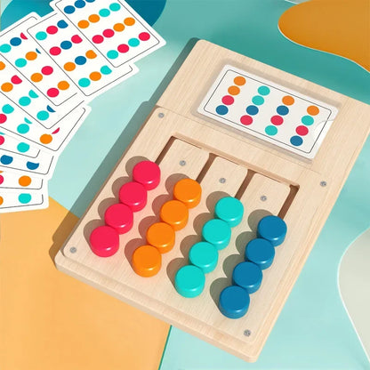 Puzzle Scorrevole in Legno – Gioco Educativo di Logica e Abbinamento Colori per Bambini 3+ Anni