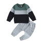 Completo Bambino 2 Pezzi – Felpa Color Block a Maniche Lunghe e Pantaloni Jogger