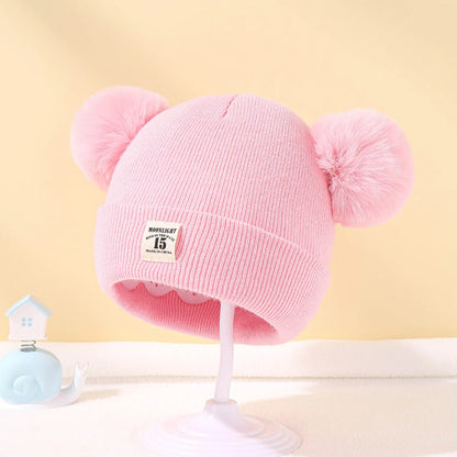 Cappello Invernale Lavorato a Maglia con Doppi Pompon per Neonati e Bambini | Caldo, Morbido e Unisex (6-24 Mesi)