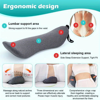 Cuscino Lombare Ergonomico in Memory Foam – Supporto Schiena per Letto, Seduta e Gravidanza